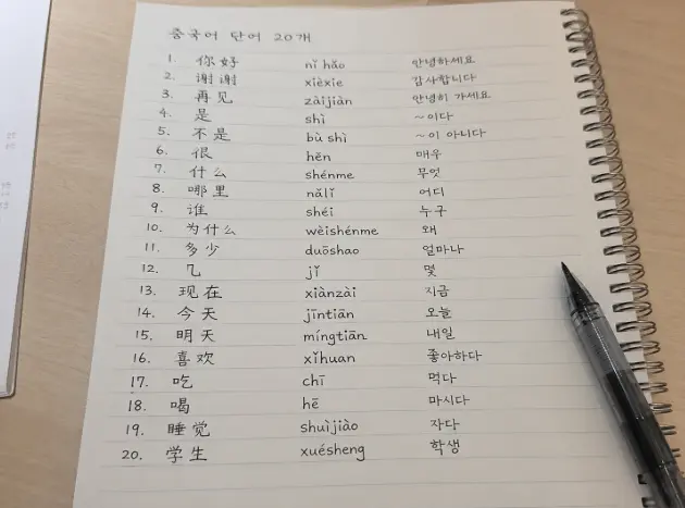 하루 중국어 단어 20개