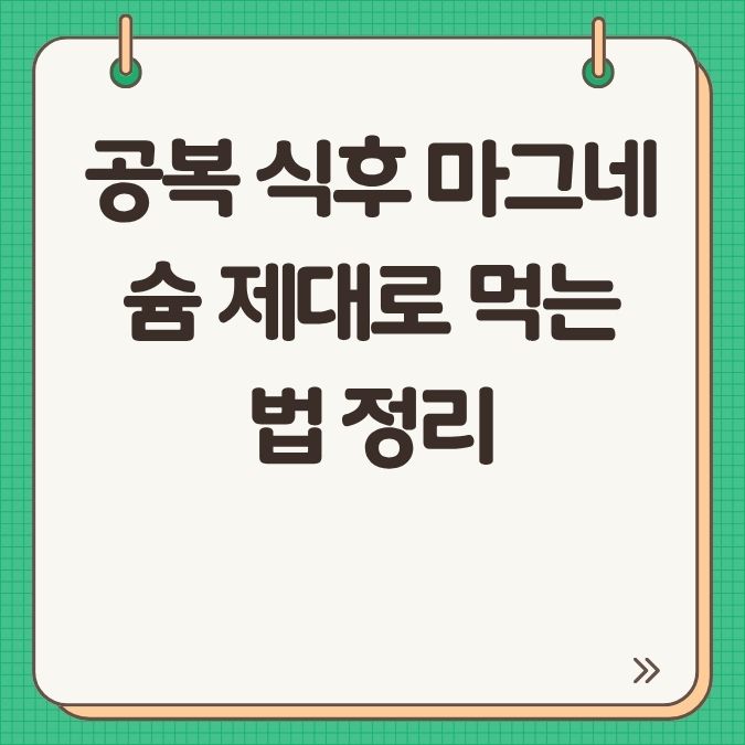 공복 식후 마그네슘 제대로 먹는 법 정리