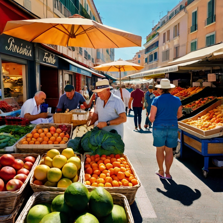 칸 추천 명소 마르쉐 포르빌을 묘사한 이미지
