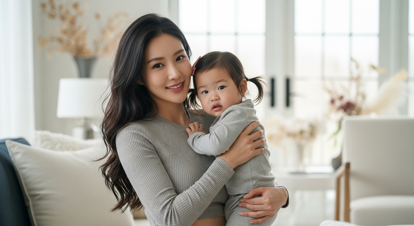 아이를 안고있는 여성