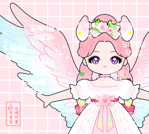 의인화 오로라핑 종이인형 도안 겸 색칠도안 슈팅스타캐치티니핑 옷입히기 만들기