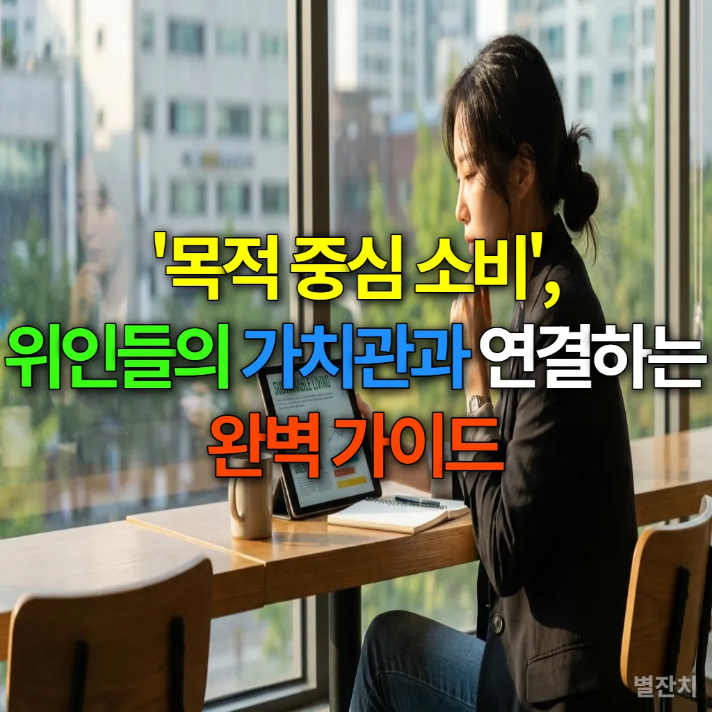 카페에서 태블릿으로 지속 가능한 소비 자료를 살펴보는 한국 여성