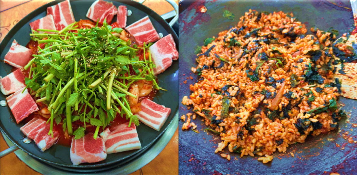 쭈꾸미삼겹살과 철판 볶음밥