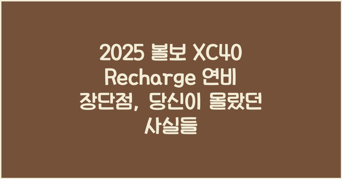 2025 볼보 XC40 Recharge 연비 장단점