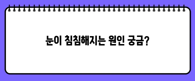 눈이 침침해지는 이유
