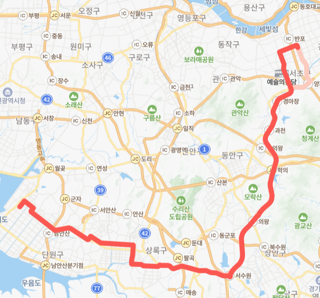 서울-수원-시흥-안산-의왕-700번-버스-노선-지도