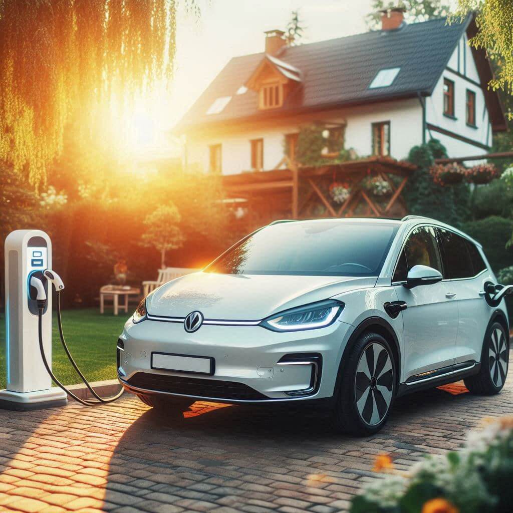 여름 장마철 전기차 관리를 위해 서늘한 곳에서 충전을 하고 있는 전기차