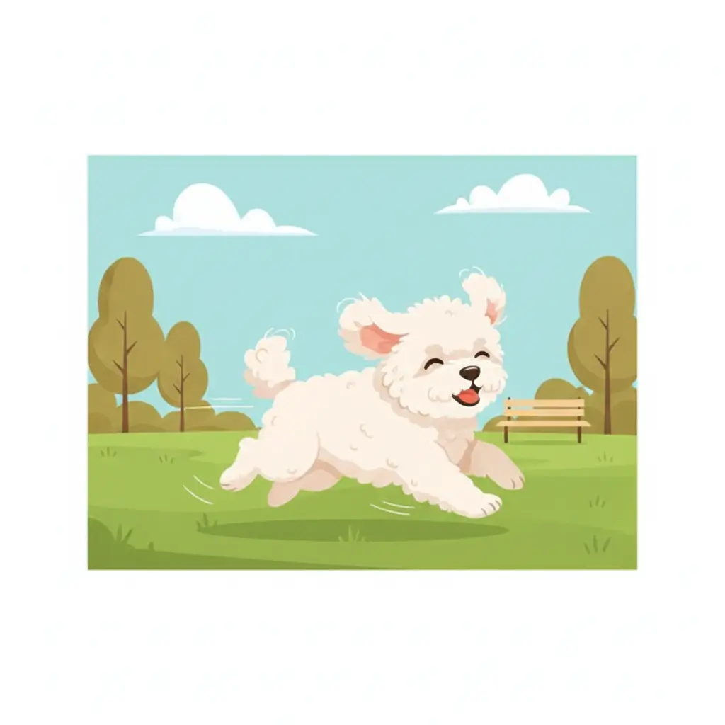 공원 잔디밭에서 신나게 달리는 비숑 프리제