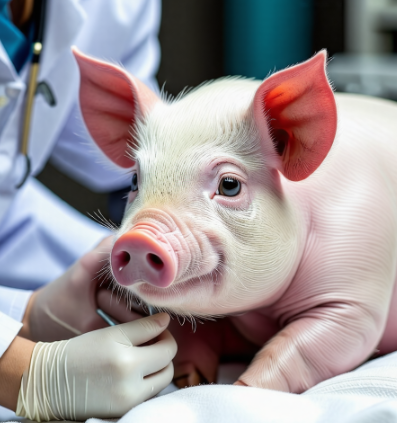 치료를 받고 있는 돼지