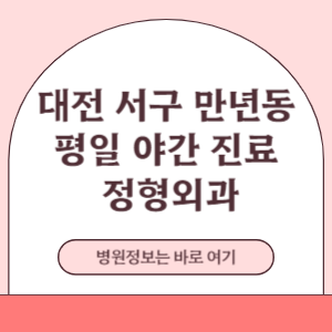 대전 서구 만년동 평일 야간진료 정형외과 진료 병원