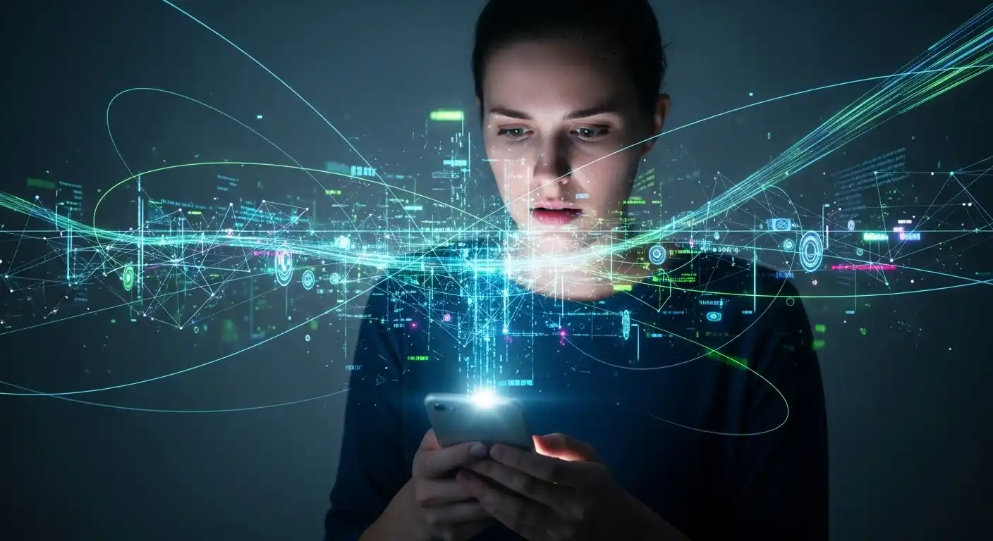 <img src="digital_surveillance_vs_privacy_in_mobile_life.webp" alt="스마트폰을 든 인물 뒤로 데이터 흐름이 시각화되고 감시의 불안함을 표현한 이미지 입니다">