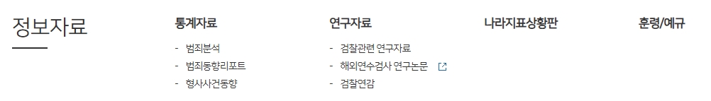 범죄 분석 통계와 법률 연구 리포트가 나열된 자료실 목록 화면