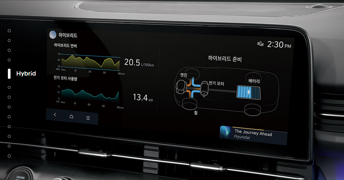 코나 풀체인지 하이브리드 계기판