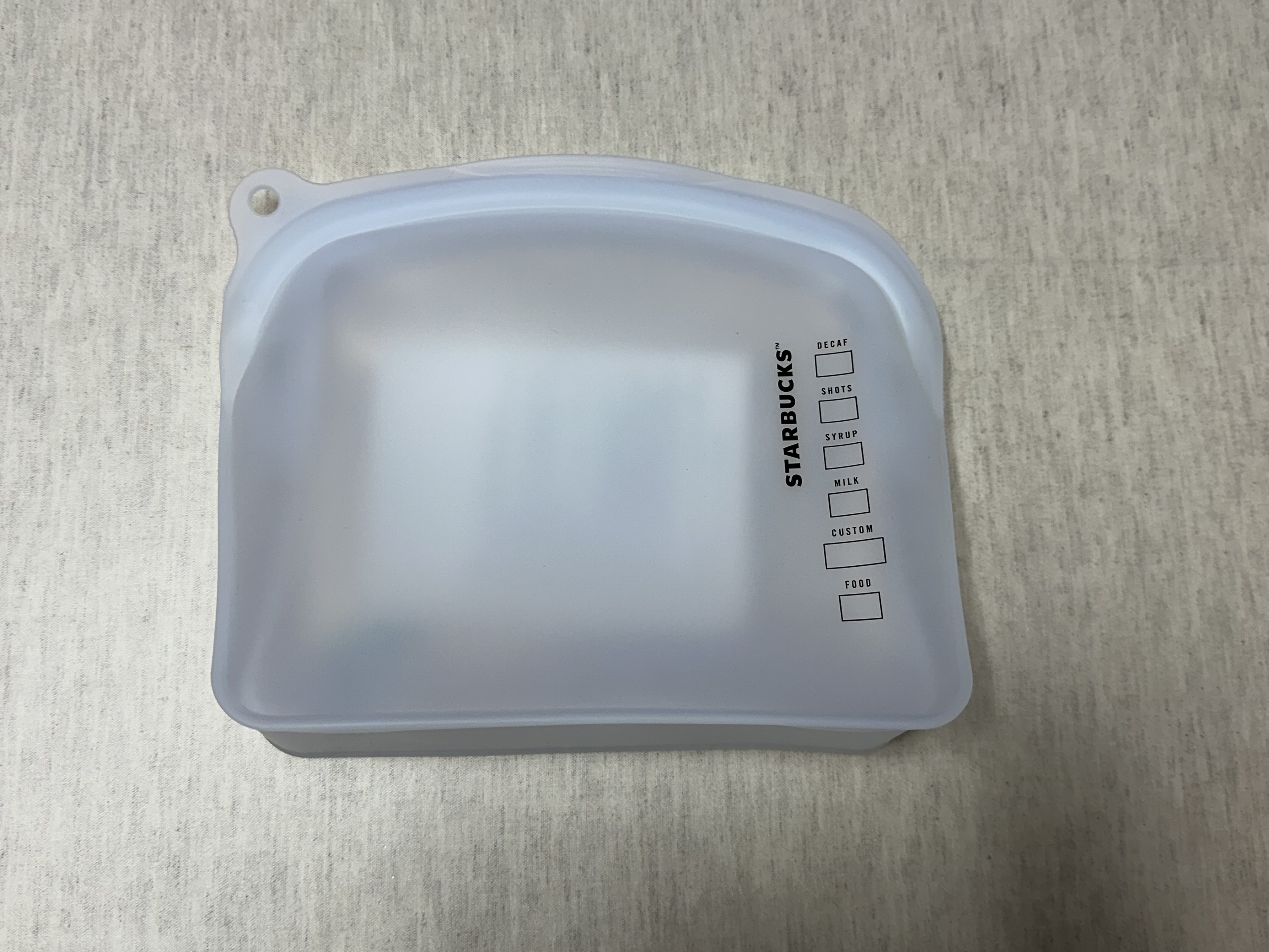 스타벅스 실리콘 푸드백 눕혀놓은 뒷면 모습