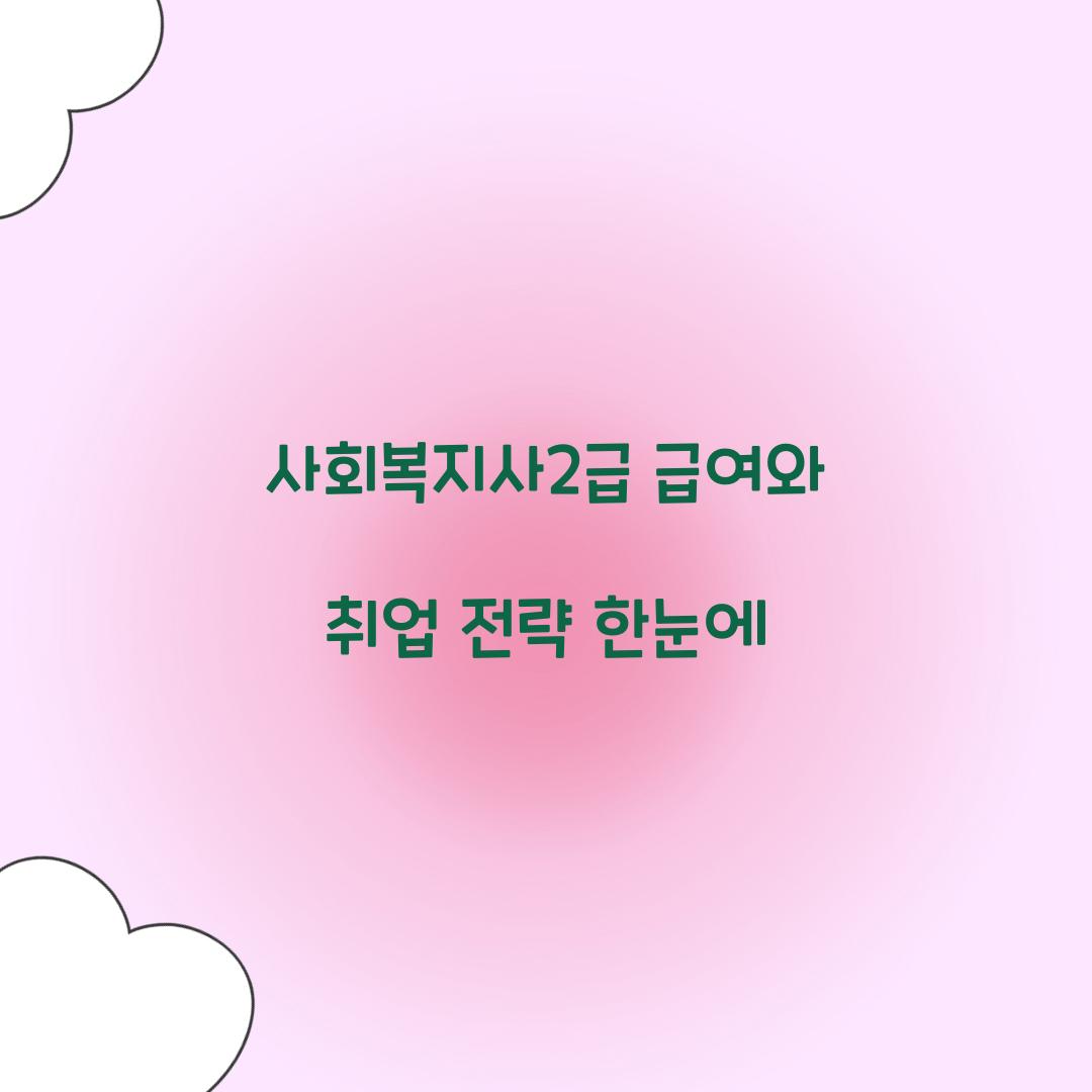 사회복지사2급 급여 취업