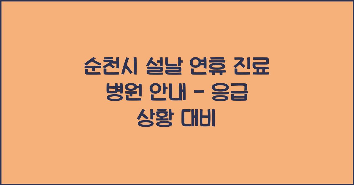 순천시 설날 연휴 진료 병원 안내 - 응급 상황 대비