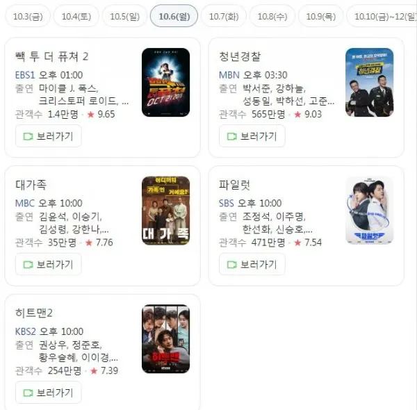 추석 특선 영화