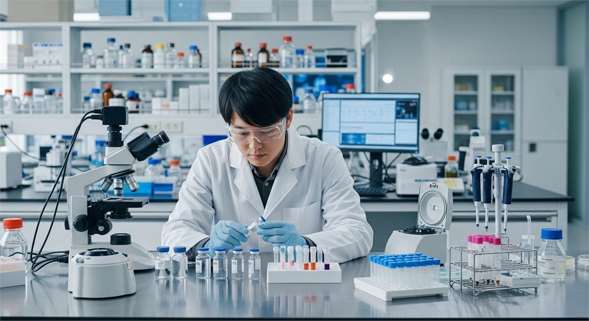 신약 후보 물질을 연구하는 바이오 연구실 모습 