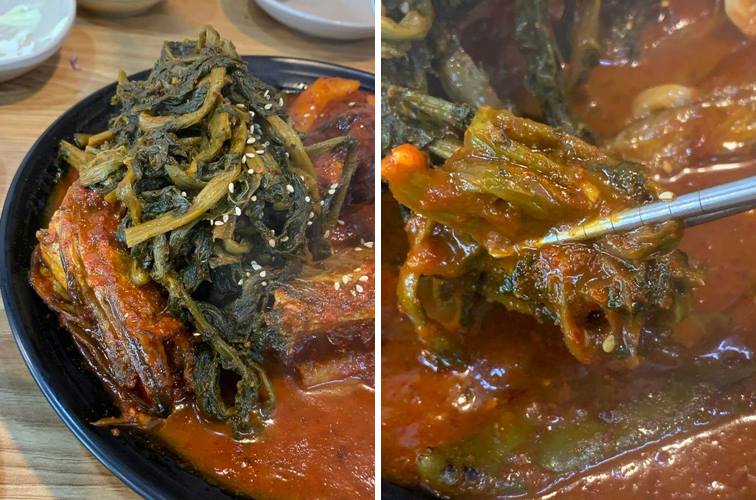 부드러운 시래기와 소스가 뭍어있는 시래기