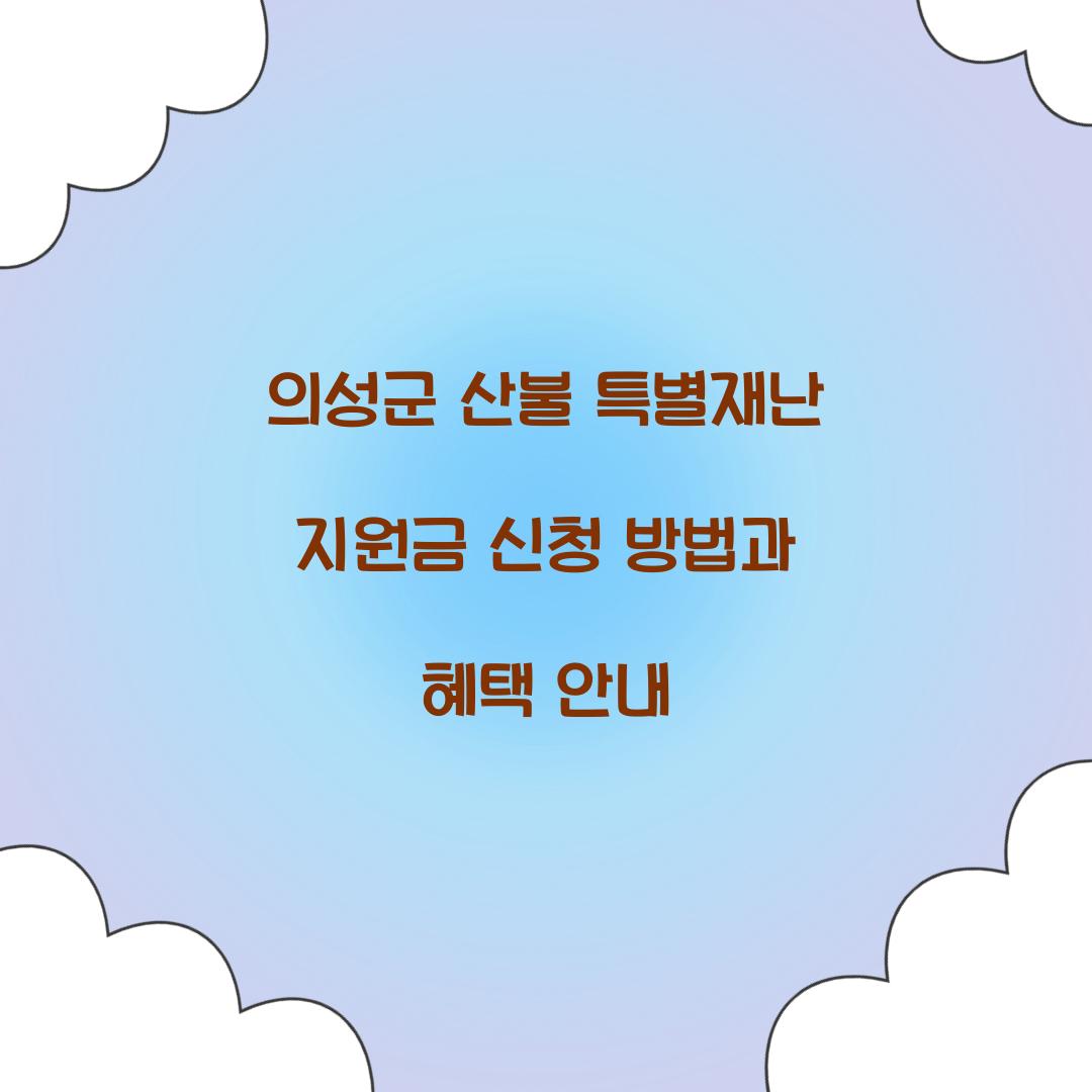 의성군 산불 특별재난 지원금
