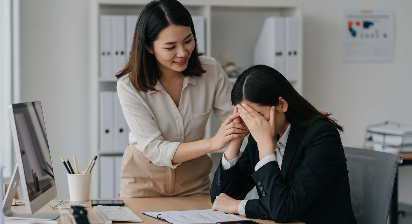 따뜻한 위로의 말을 하는 여성