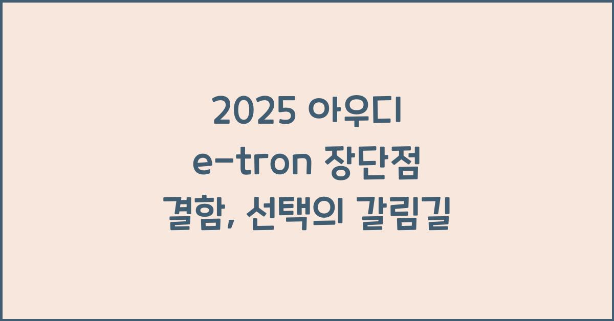 2025 아우디 e-tron 장단점 결함