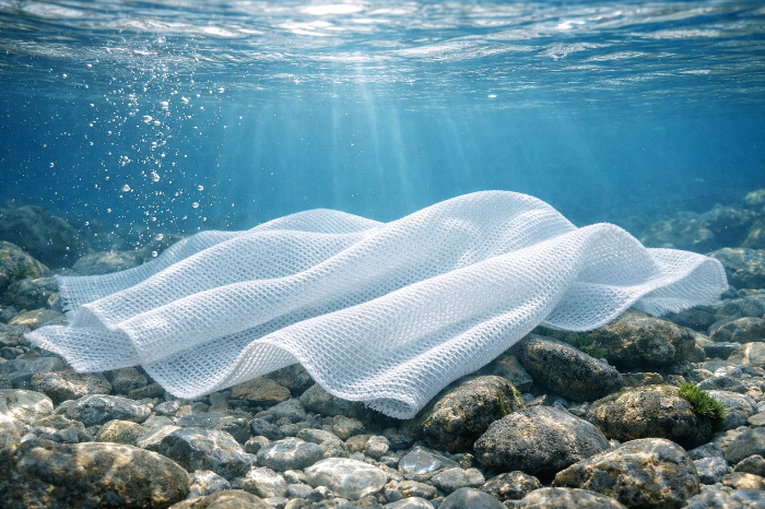 유해 물질 배출이 없는 바이오 패션의 청정 생산 공정을 상징하는 수중 이미지