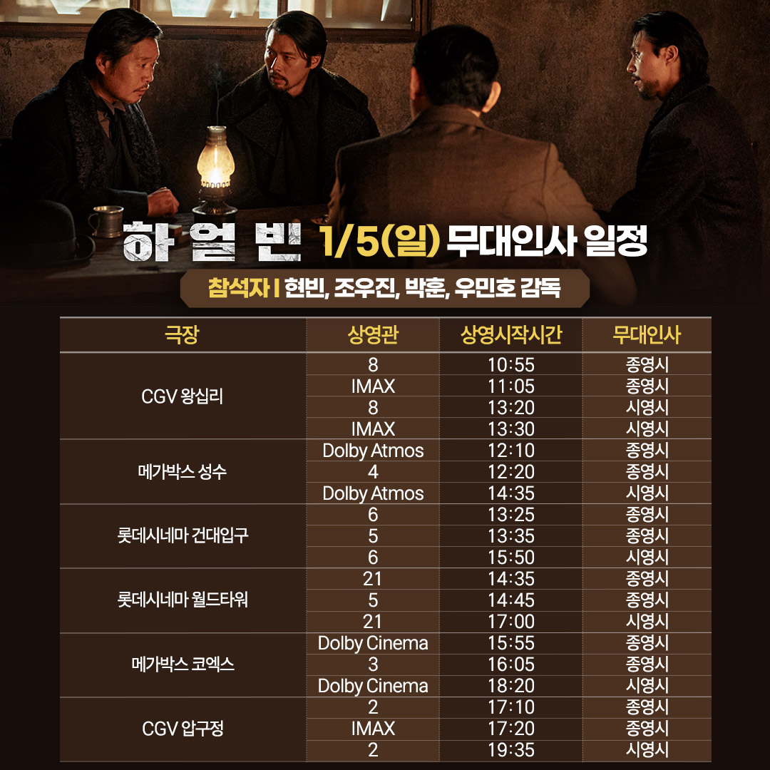 영화 하얼빈 무대인사 일정 총정리 – 현빈, 조우진, 박훈과 함께하는 특별한 시간