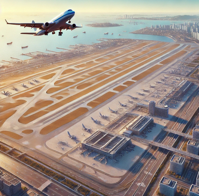 비행기가 하늘에 떠 있는 모습