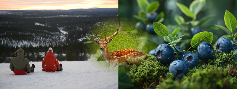 핀란드 전경 사금 및 빌베리 사진