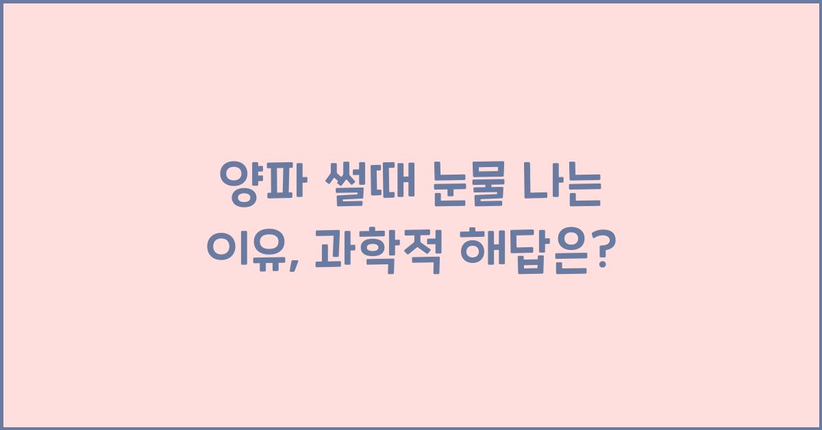 양파 썰때 눈물 나는 이유