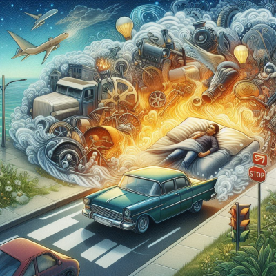 꿈 속에서 자동차를 운전하는 사람의 모습