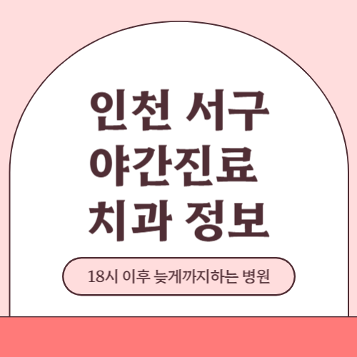 인천 서구 야간진료 치과 병원 (18시 이후 늦게까지하는 병원)