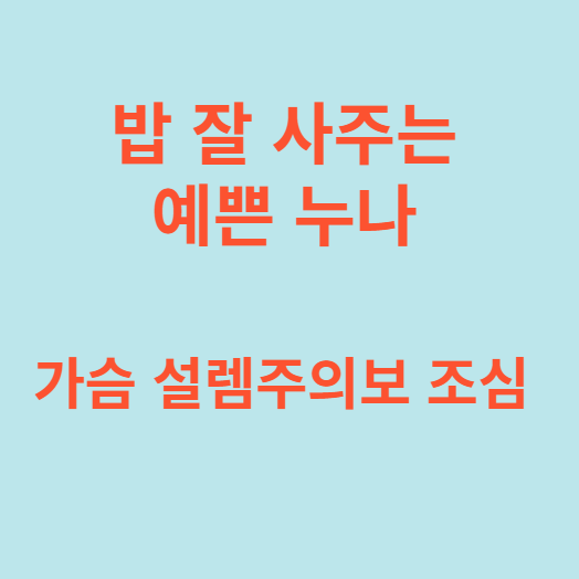 밥 잘 사주는 예쁜 누나 가슴 설렘주의보 조심