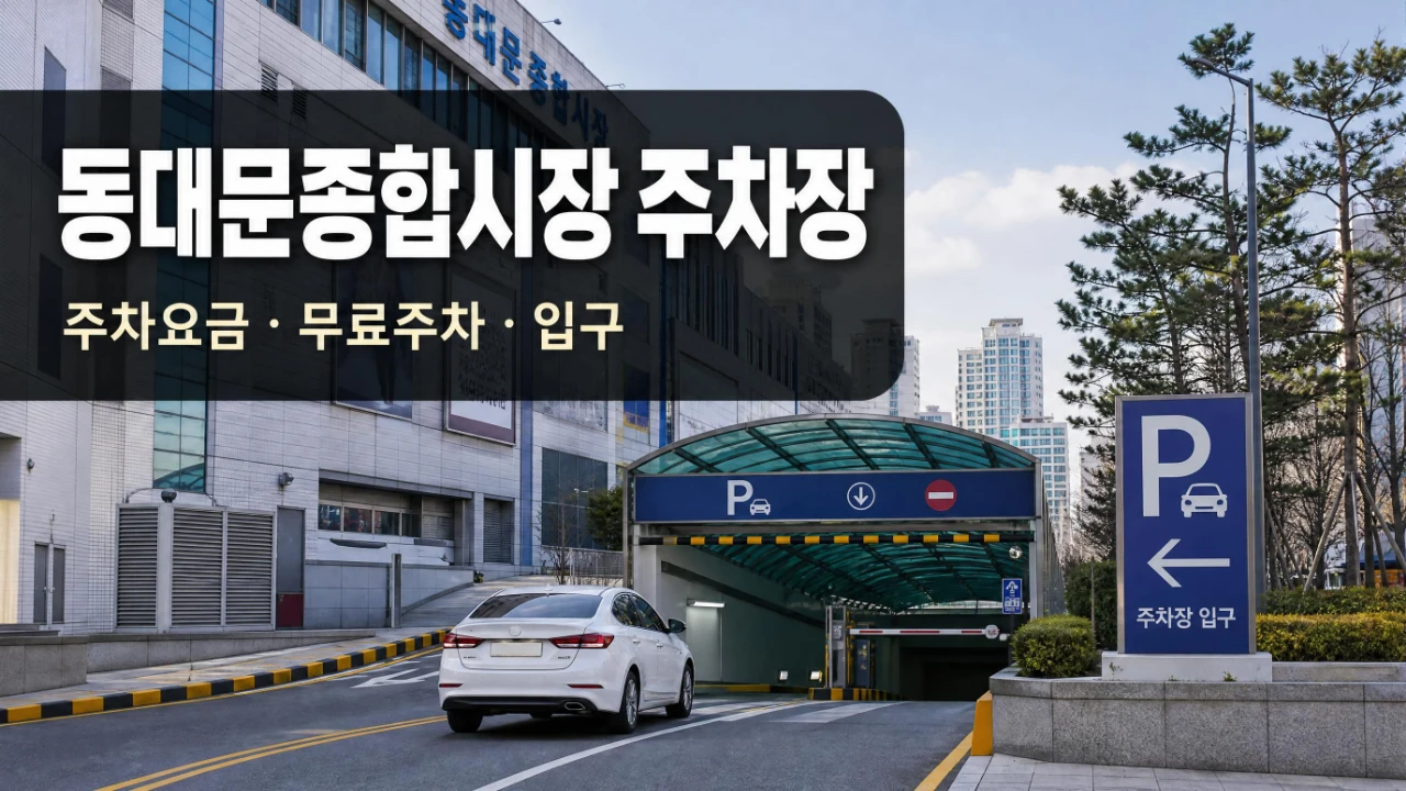 동대문종합시장 주차장 입구와 차량 진입 모습