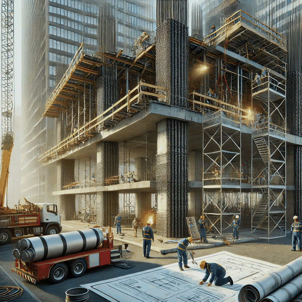 철근 콘크리트 건물을 짓고 있는 이미지