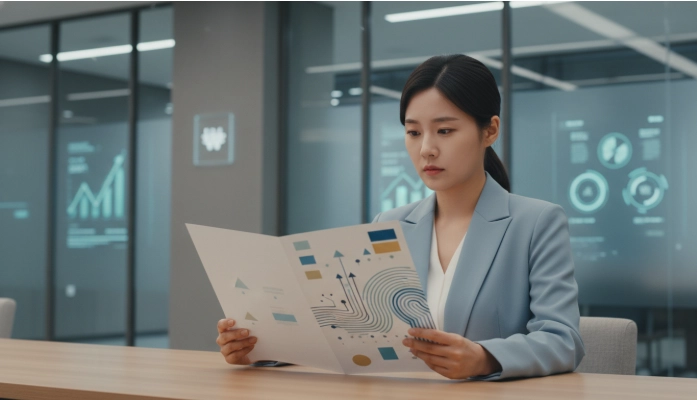 ISA 만기확인서와 같은 중요한 서류를 꼼꼼히 확인하는 한국인의 모습