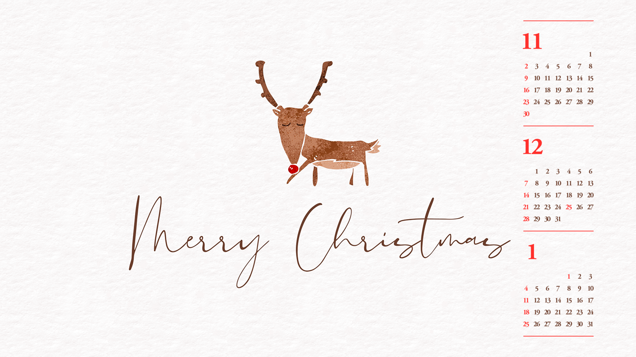 05 루돌프 일러스트 B - 2025년12월 달력배경화면