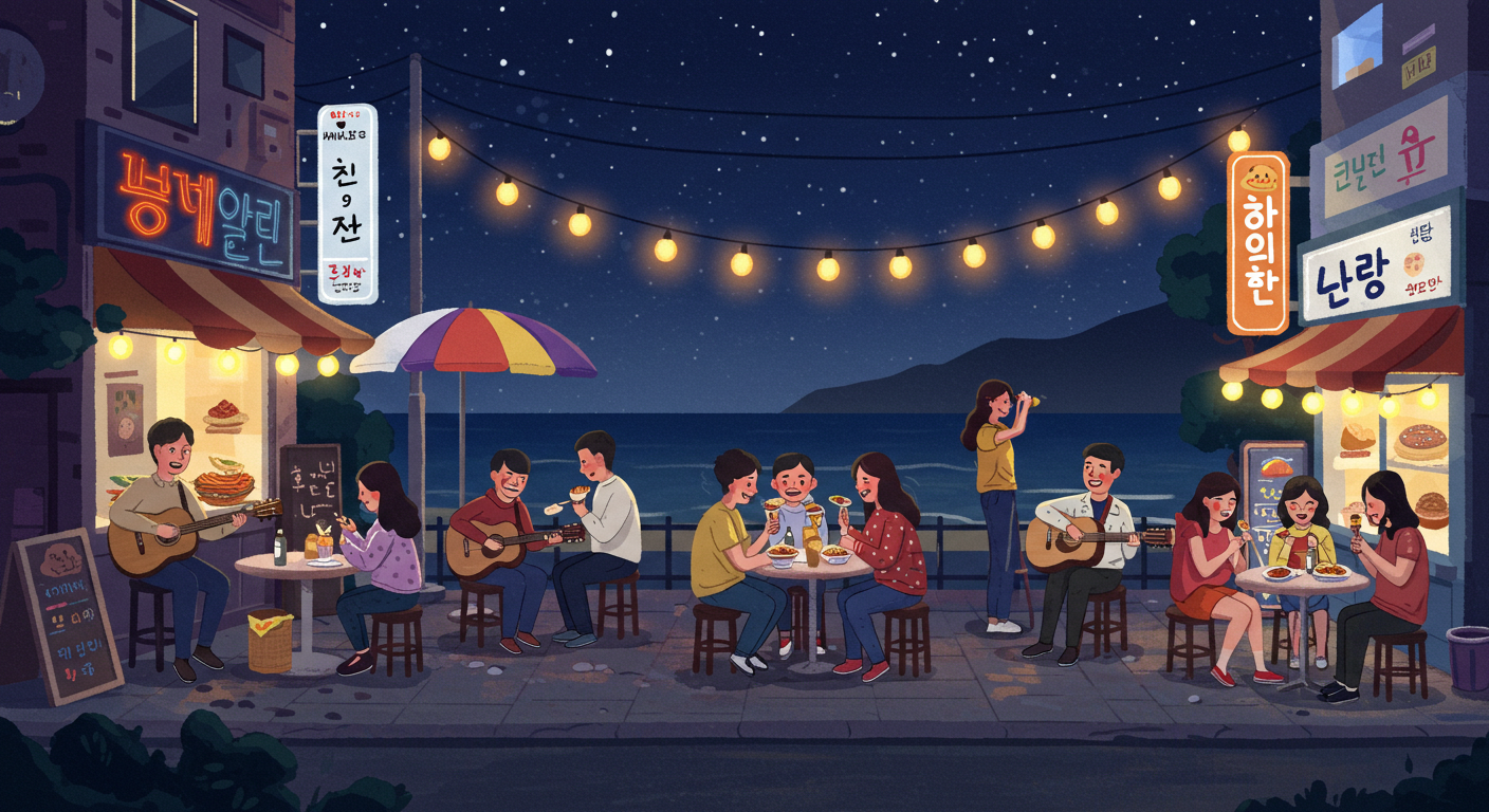 부산 밤거리의 감성적인 순간들