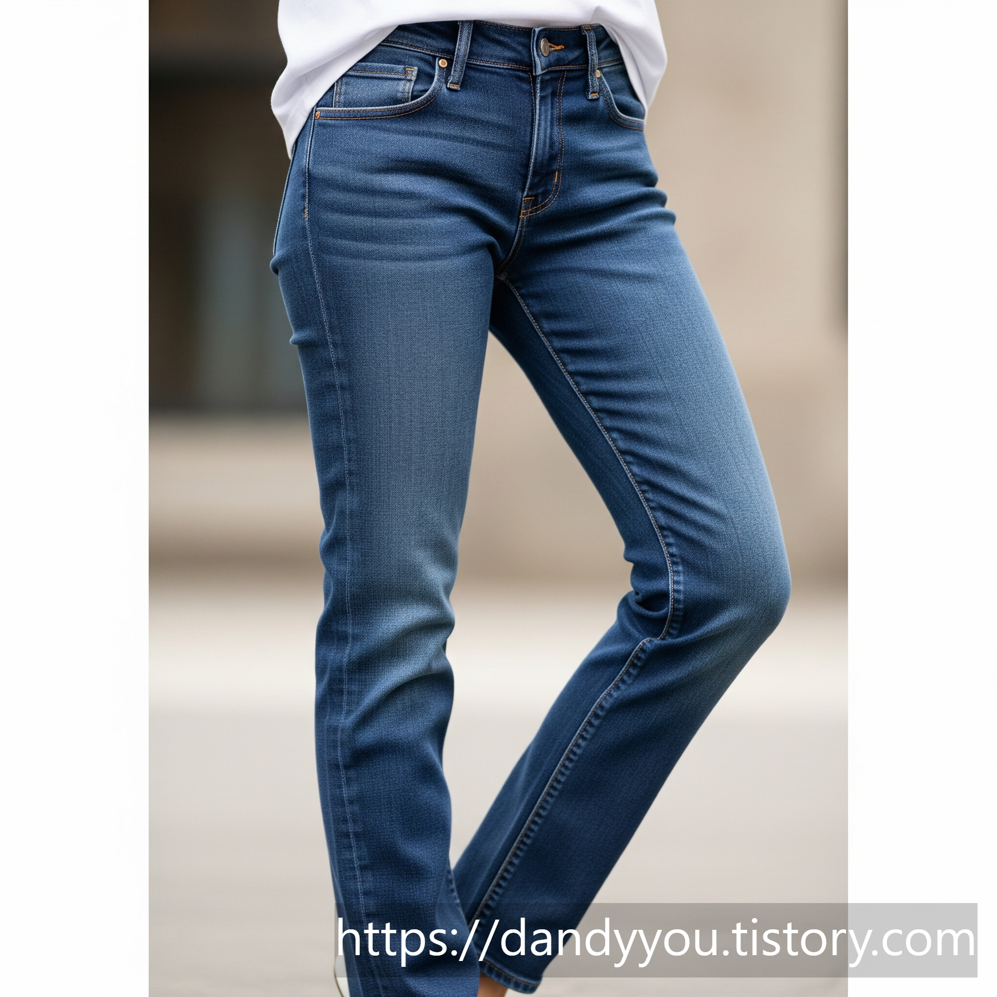 진청 데님 팬츠 패션 코디