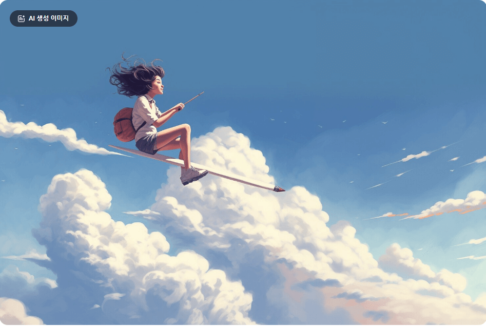 꿈 속 하늘에서 나는 여자 아이