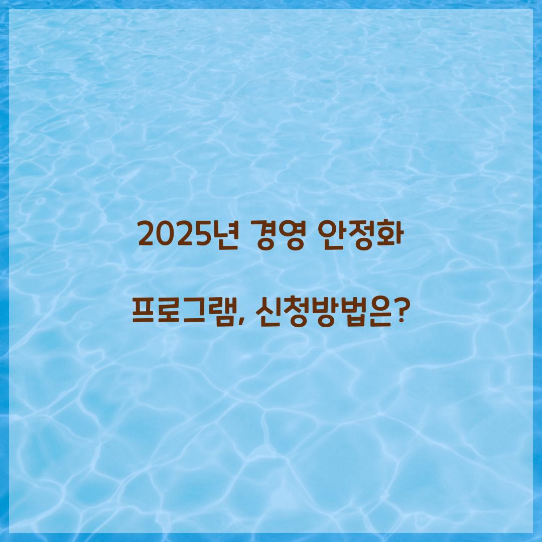 2025년 경영 안정화 프로그램
