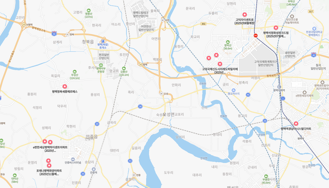 2025 경기 평택 입주 신축 아파트 정리 지도