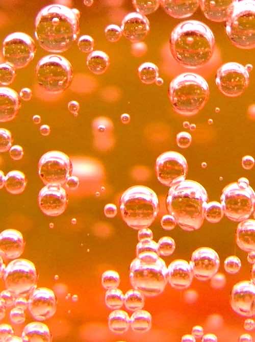 로제 스파클링 와인의 거품들