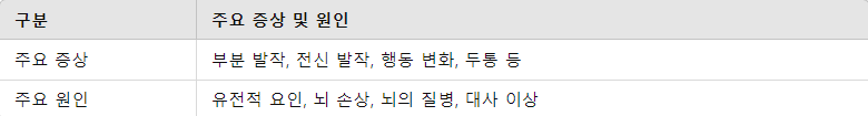 뇌전증 증상과 원인 요약