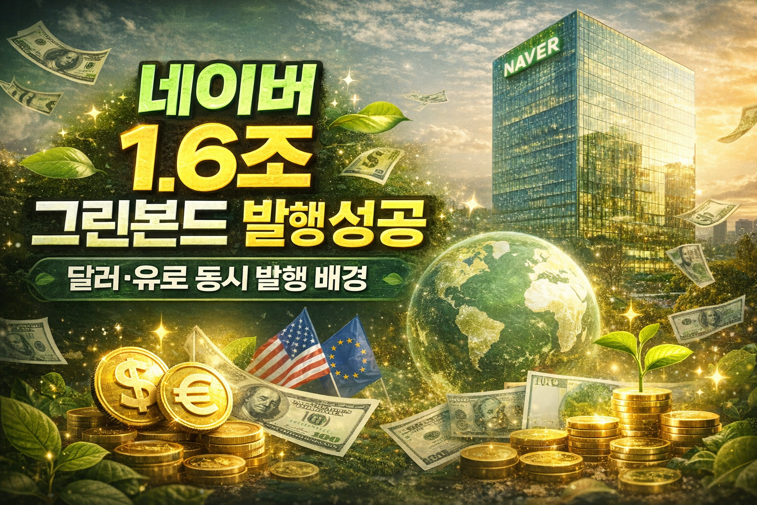네이버 1.6조 그린본드 발행 성공, 달러&middot;유로 동시 발행 배경