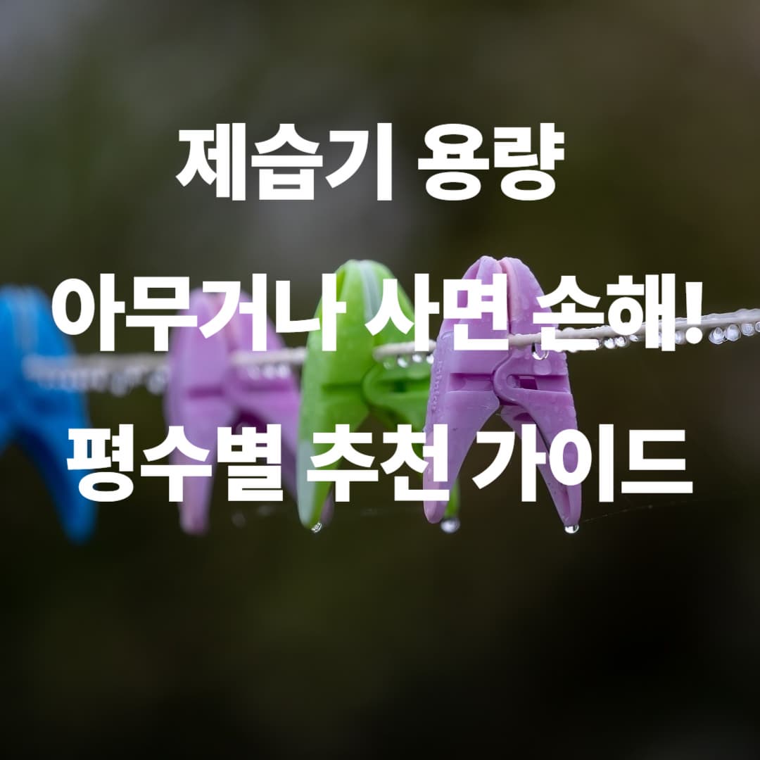 제습기 용량, 아무거나 사면 손해! 내 집 평수별 추천 가이드