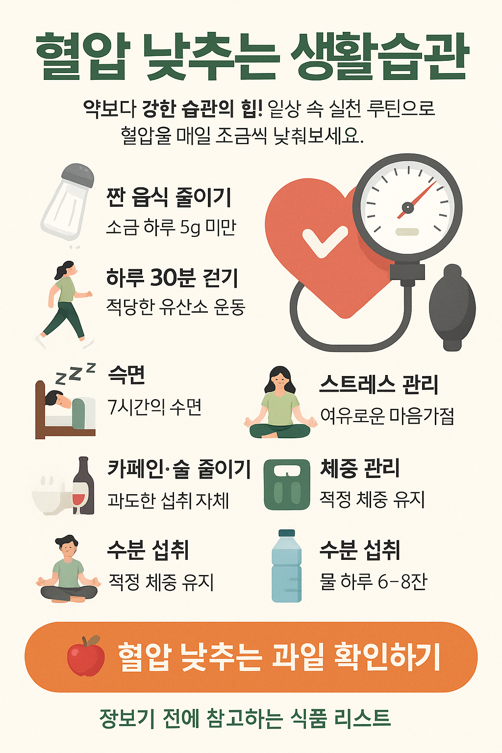 고혈압 낮추는 생활습관 7가지 매일 1%씩 달라지는 혈압 관리법