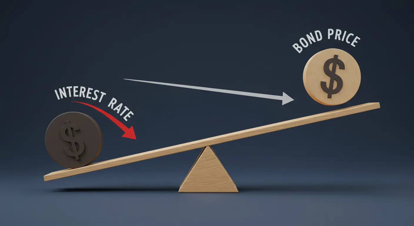 금리가 오르면 채권 가격은 하락하고, 금리가 내리면 채권 가격은 상승하는 반비례 관계