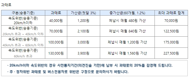 교통법규 과태료